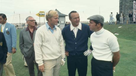 Nicklaus, Palmer and Player are pictured at the 1970 Open Championship at St Andrew's.