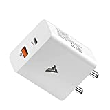 DR VAKU 20W USB-C Power Adapter PD QC 3.0 PowerPort II, for iPhone 12 Fast Charger, 2-Port Wall Charger Power Delivery PD 3.0 with USB C and QC 3.0 USB A, Dual Port (White)