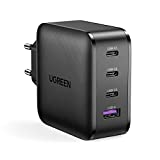 ugreen usb c charger 65w 4 port pd charger[gan tech] Fast Charging for MacBook Pro Air, iPad, iPhone 12 Pro 11 Pro Max XR XS SE, Galaxy S20/S10/Note 20, Pixel, Nintendo Switch - Black