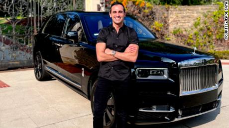 Fadi Zaya, a 36-year-old Southern California luxury car consultant, with his own Rolls-Royce Cullinan SUV.