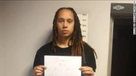 State broadcaster Russia 24 said this photo of Brittney Griner was taken at a police station.