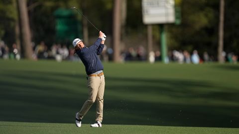 Smith hits on the 13th fairway during the third round at the Masters.