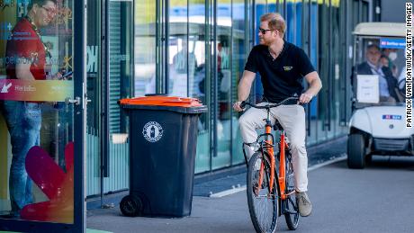 Prince Harry cycles in the Zuiderpark in The Hague, during the Invictus Games.