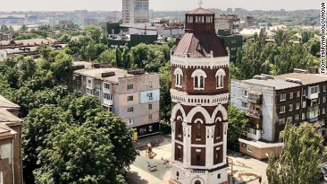 Holovnova organized tours from the old Mariupol water tower near Theater Square.