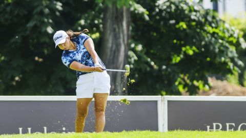 Napoleaova performs her shot during the Tipsport Czech Ladies Open tour in Beroun, Czech Republic on June 27, 2021. 