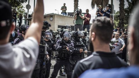 Israeli Border Police photographed during Friday's funeral.