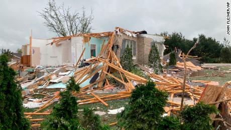 A home was damaged Friday after a tornado hit the area in Gaylord, Michigan.