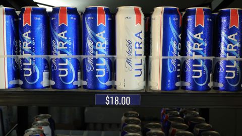 The concessionaire beer case featuring Michelob Ultra is on display during a practice round prior to the start of the 2022 PGA Championship.