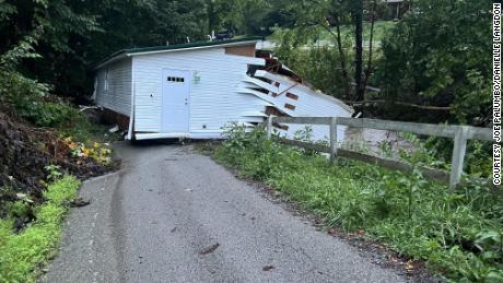 A house washed away by flooding in Kentucky.