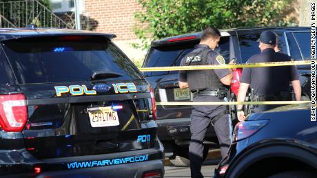 A view from the roundabout of Hadi Matar's home as FBI members and local law enforcement are searched, in Fairview, New Jersey, United States on August 13, 2022.