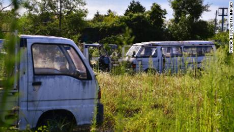 Abandoned cars in Futaba, Fukshima Prefecture on August 29, 2022.
