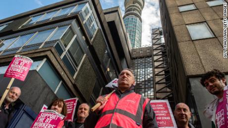 BT employees went on strike in London, England, on August 30.